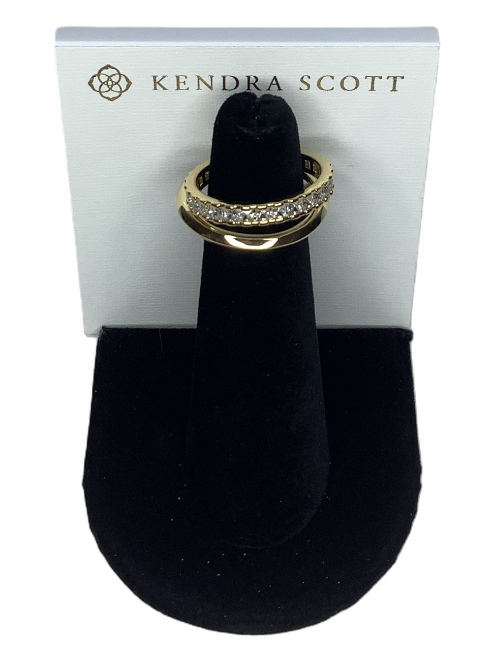 Kendra Scott Ella Ring Set Gold & White Crystal 8 New - Picture 2 of 4